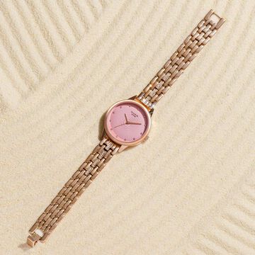 Sonata Poze Quartz Analog Pink Dial Metal Strap Watch For Women