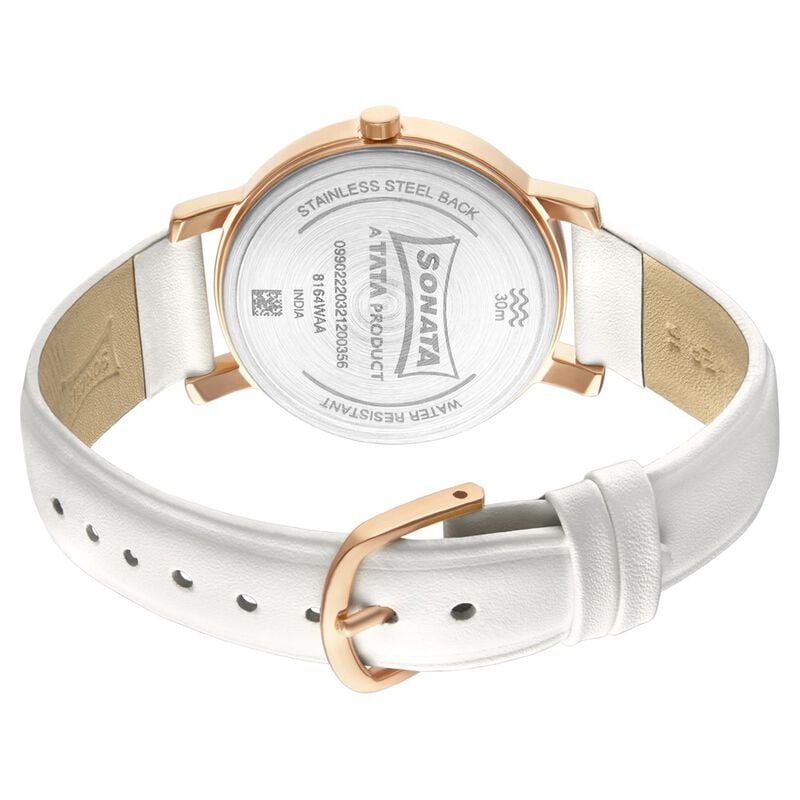 Sonata Play White Dial Women Watch With Leather Strap