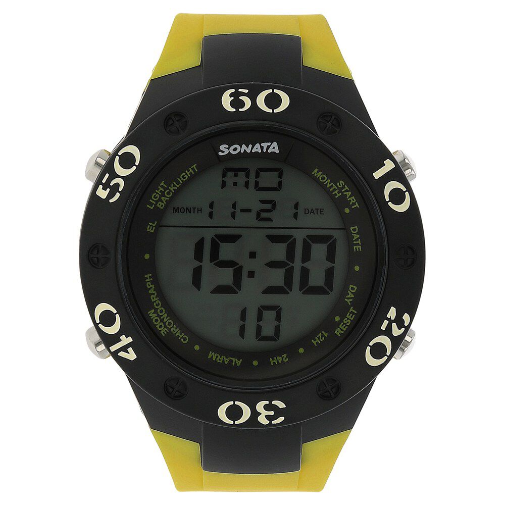 SF Digital Dial Yellow Plastic Strap Watch for Men