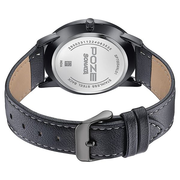 Sonata Poze Quartz Analog Black Dial Leather Strap Watch For Men - image number 6