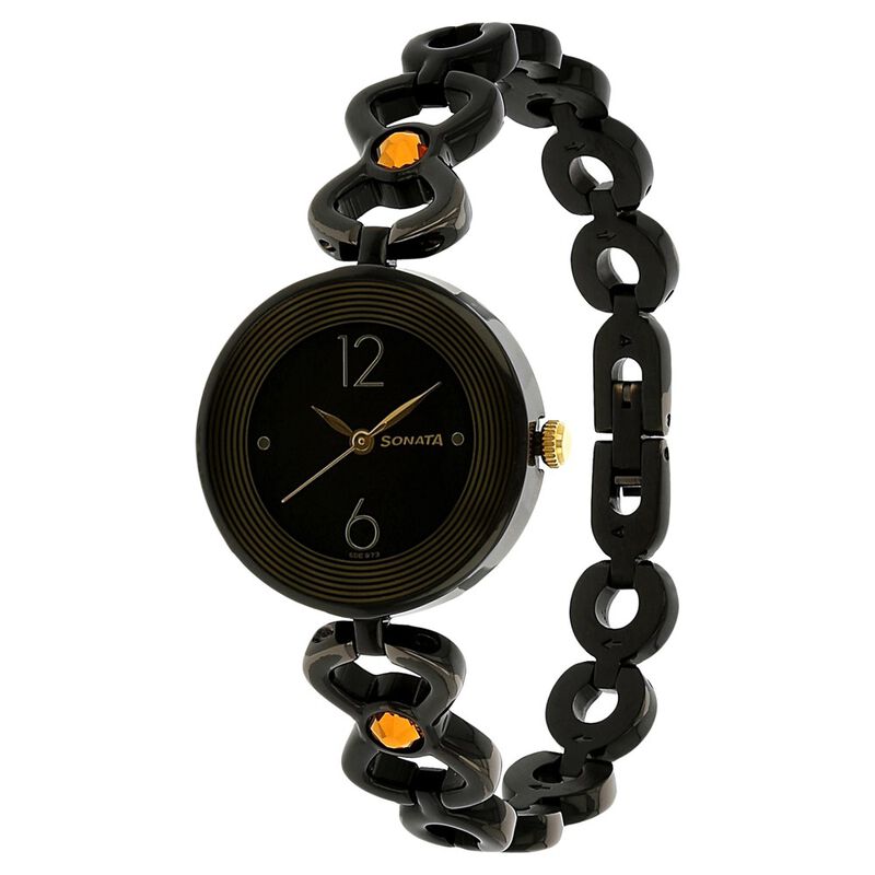 Sonata Quartz Analog Black Dial Metal Strap Watch for Women - image number 1