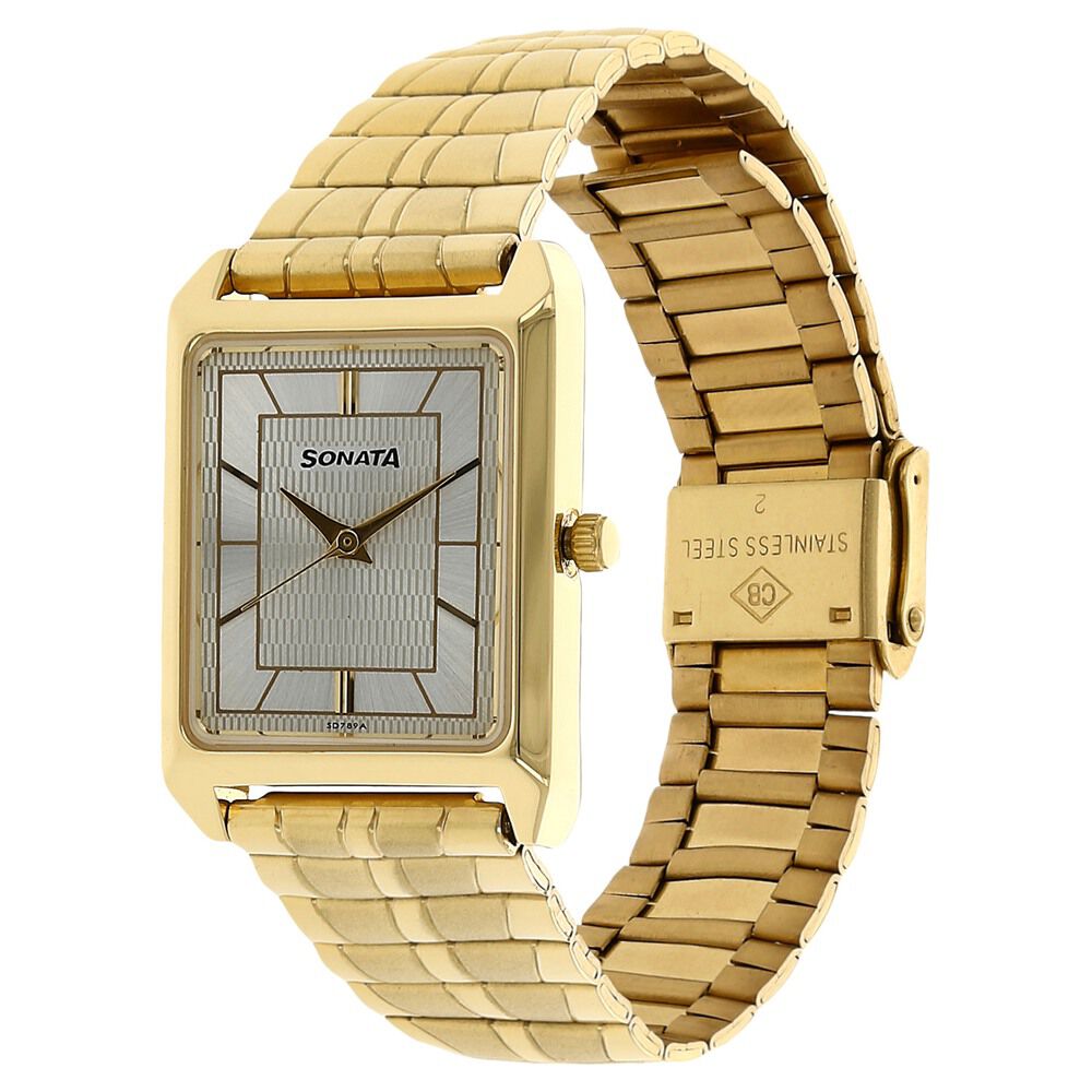 Buy Online Sonata Quartz Analog Silver Dial Metal Strap Watch for Men 7007ym12 p Sonata