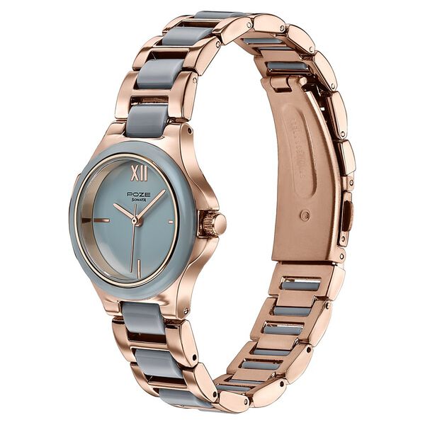 Poze By Sonata Quartz Analog Grey Dial Two Toned Metal & Plastic Strap Watch For Women - image number 4
