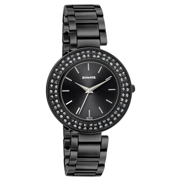 Sonata Blush It Up Black Dial Women Watch With Stainless Steel Strap - image number 1