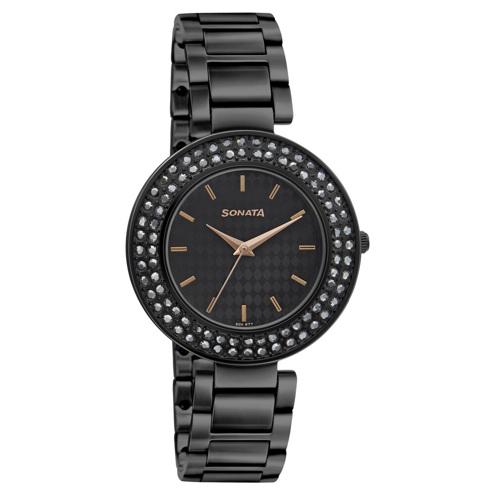 Sonata black dial watch for womens top