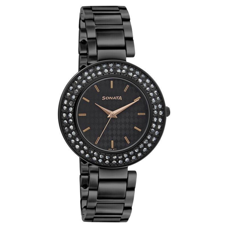 Sonata Blush It Up Black Dial Women Watch With Stainless Steel Strap - image number 0