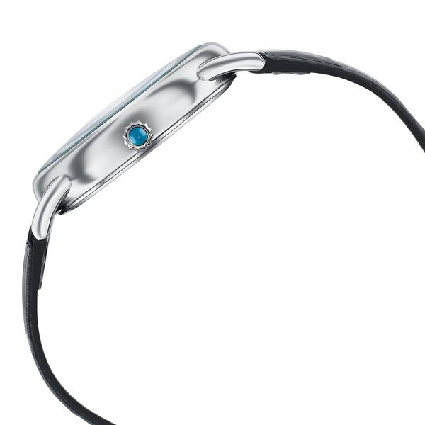 Northern Lights Inspired Poze By Sonata Quartz Analog Blue Dial Black Leather Strap Watch - image number 5