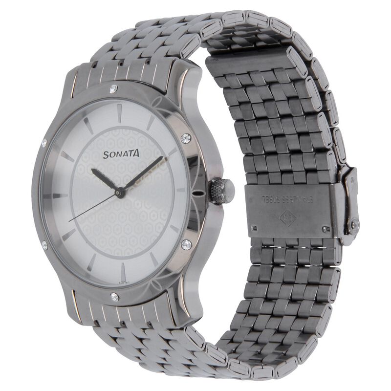 Sonata Quartz Analog Silver Dial Stainless Steel Strap Watch for Men - image number 1