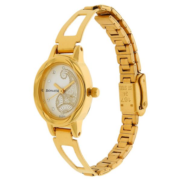 Sonata Quartz Analog White Dial Stainless Steel Strap Watch for Women - image number 1