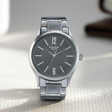 Sonata Poze Quartz Analog Grey Dial Metal Strap Watch for Men