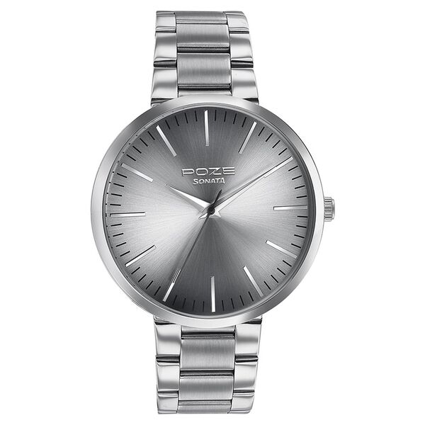 Sonata Poze Quartz Analog Grey Dial Metal Strap Watch for Men - image number 1