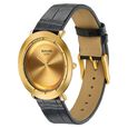 Sonata Sleek Champagne Dial Gold-Tone Leather Strap Watch - image number 2