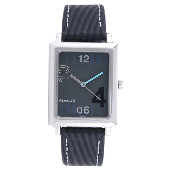 Sonata Quartz Analog Grey Dial Leather Strap Watch for Men - image number 0