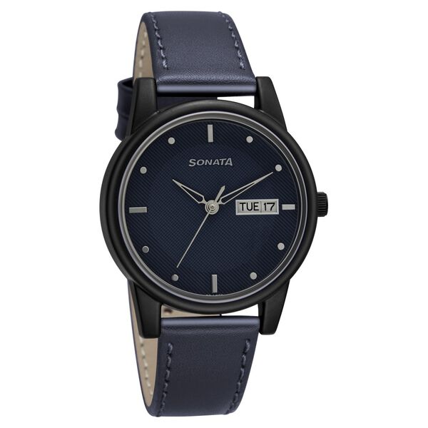 Sonata Lite Blue Dial Women Watch With Leather Strap - image number 0