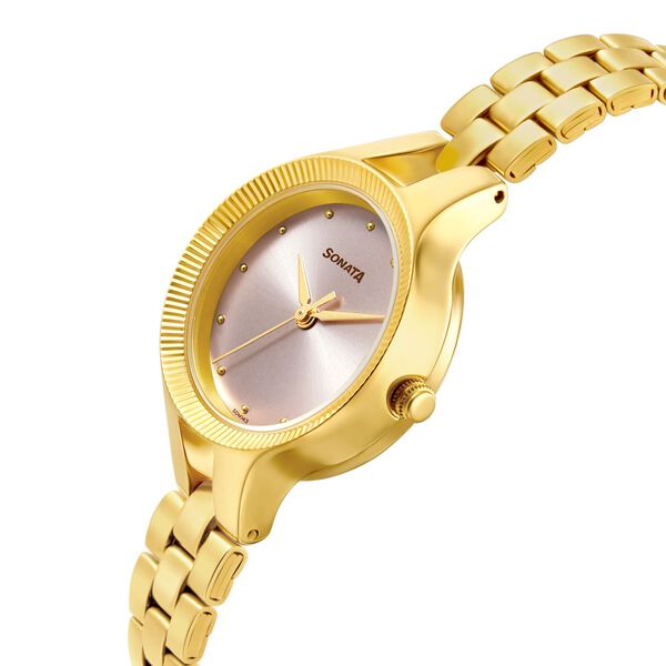 Sonata Gold Edit Pink Dial Women Watch With Stainless Steel Strap - image number 2