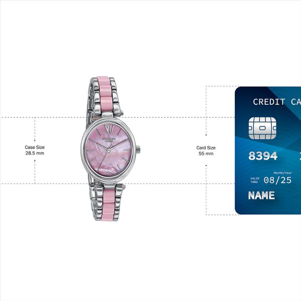 Sonata Poze Quartz Analog Pink Mother Of Pearl Dial Bimetal Strap Watch For Women - image number 3