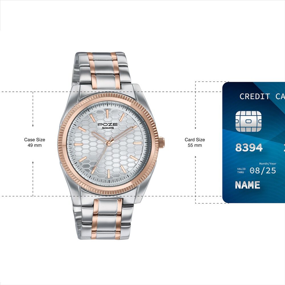Buy Online Poze By Sonata Quartz Analog Silver Dial Two Toned