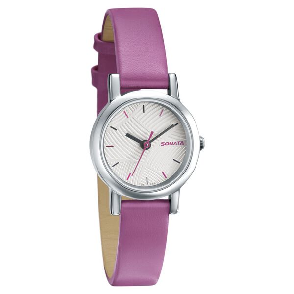 Sonata Splash White Dial Women Watch With Leather Strap - image number 1