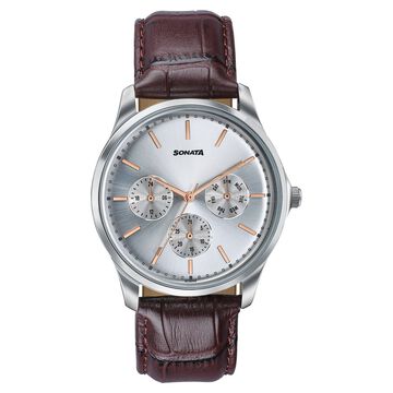 Sonata Men's Work Wear silver dial Watch - Premium Multifunction design for everyday style