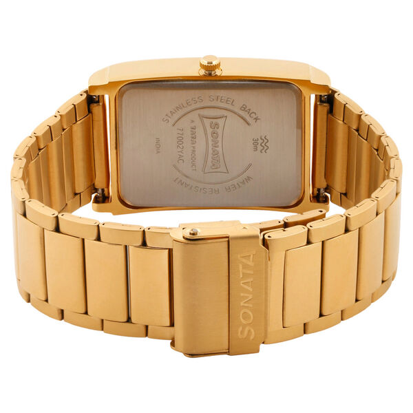 Sonata Quartz Analog with Day and Date Champagne Dial Stainless Steel Strap Watch for Men - image number 2