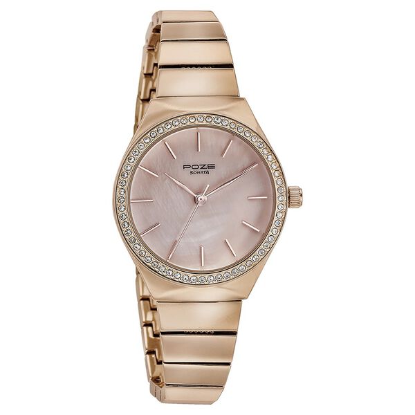 Sonata Poze Quartz Analog Pink Dial Metal Strap Watch for Women - image number 2
