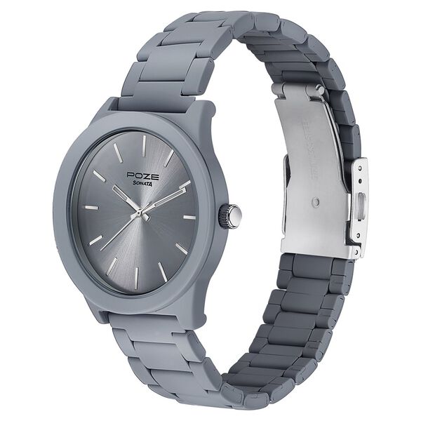 Sonata Poze Quartz Analog Grey Dial Metal Strap Watch For Men - image number 3