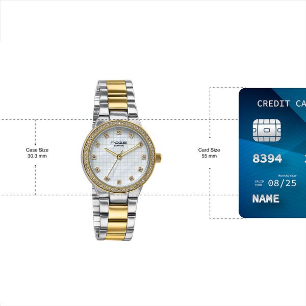 Sonata Poze Quartz Analog White Dial Two Toned Colour Stainless Steel Strap Watch For Women - image number 3
