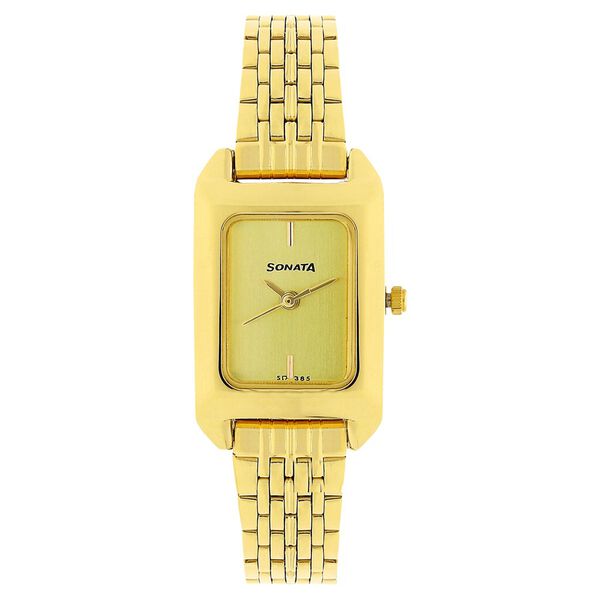 Sonata Quartz Analog Champagne Dial Stainless Steel Strap Watch for Women - image number 0