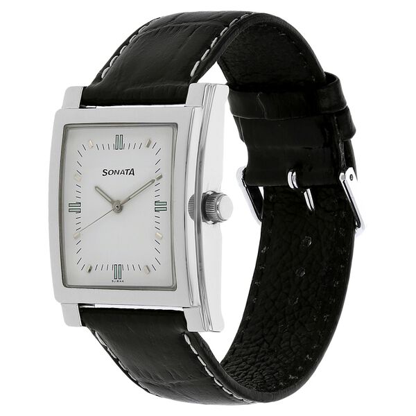 Sonata Quartz Analog White Dial Leather Strap Watch for Men - image number 1