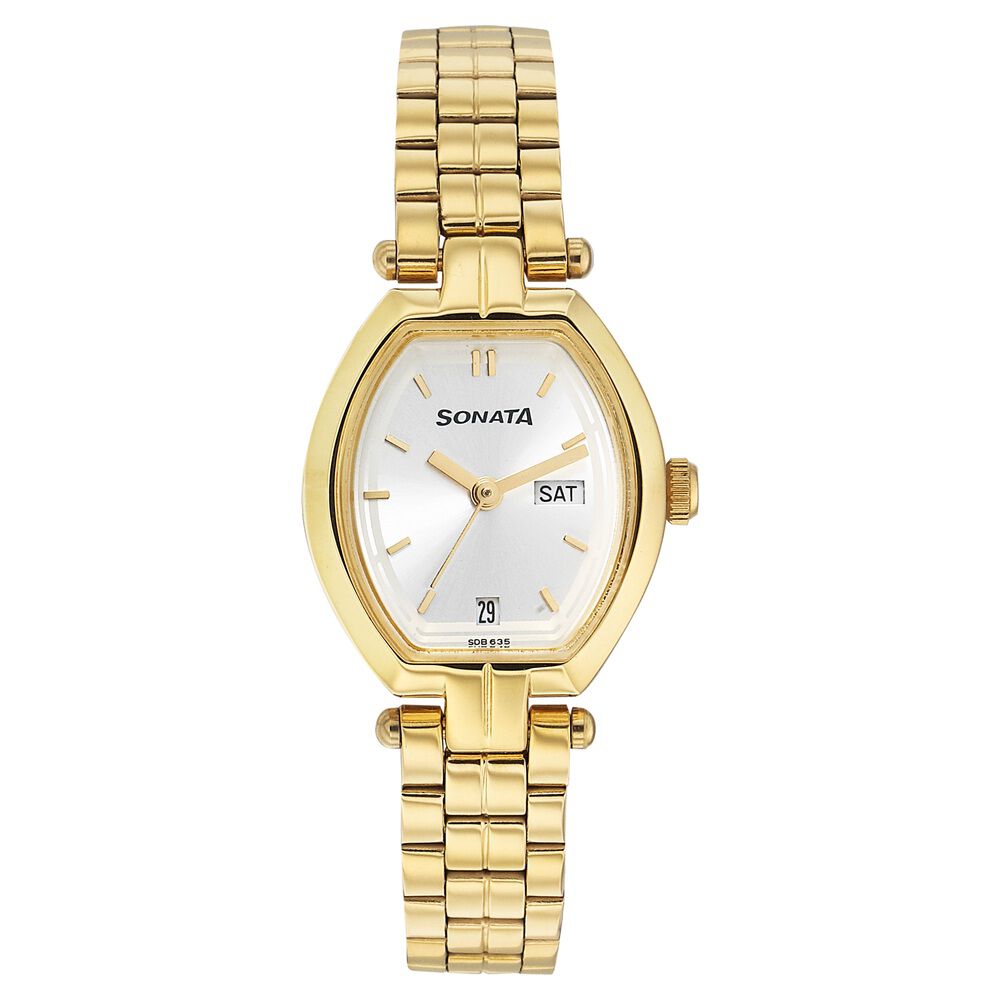 Women's analog watch top with day and date