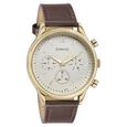 Sonata Quartz Multifunction Golden Dial Brown Leather Strap Watch For Men - image number 2