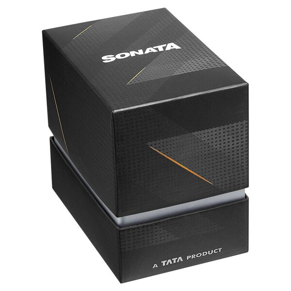 Sonata Quartz Multifunction Black Dial Stainless Steel Strap Watch for Men - image number 4