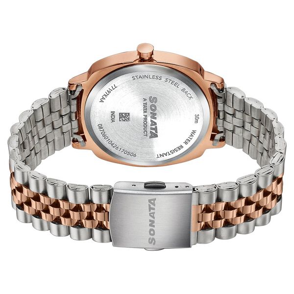Sonata Vector Black Dial Two-Tone Bracelet Watch for Men - image number 6