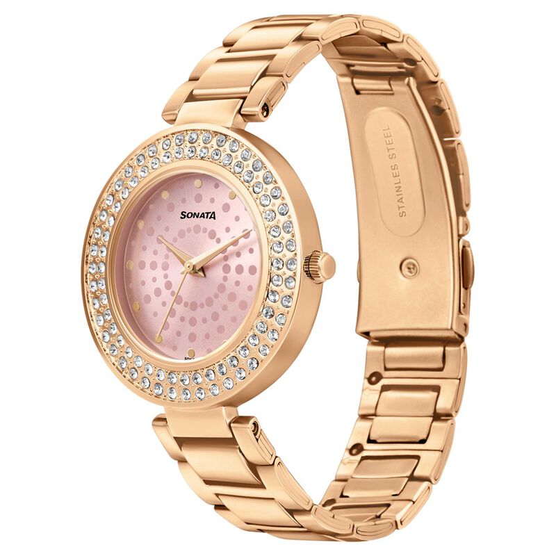 Sonata Blush It Up Pink Dial Women Watch With Stainless Steel Strap - image number 2