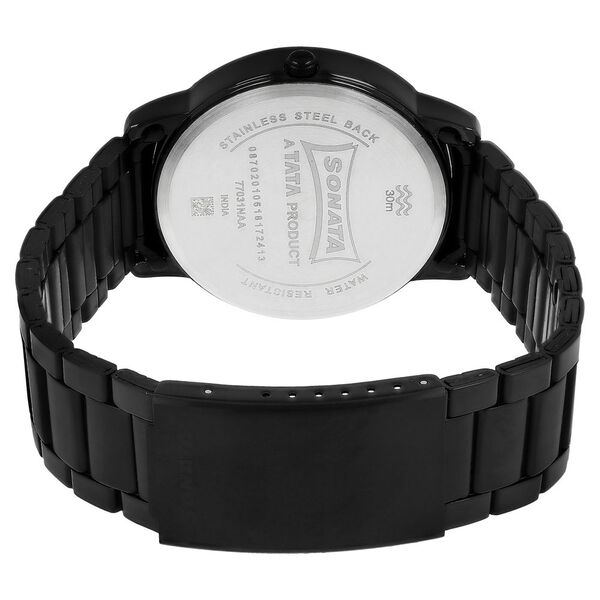 Sonata Quartz Analog with Day and Date Black Dial Stainless Steel Strap Watch for Men - image number 4