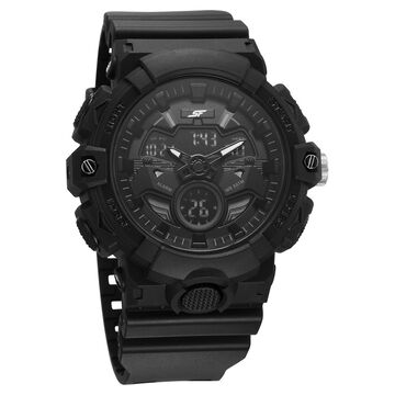 SF Analog Digital Black Dial PU Strap Watch For Men