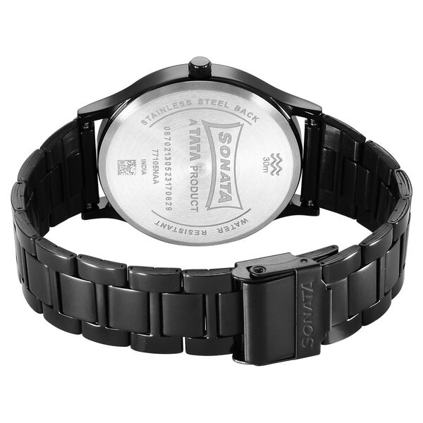 Sonata Aspire Quartz Analog Black Dial Stainless Steel Strap Watch for Men - image number 3