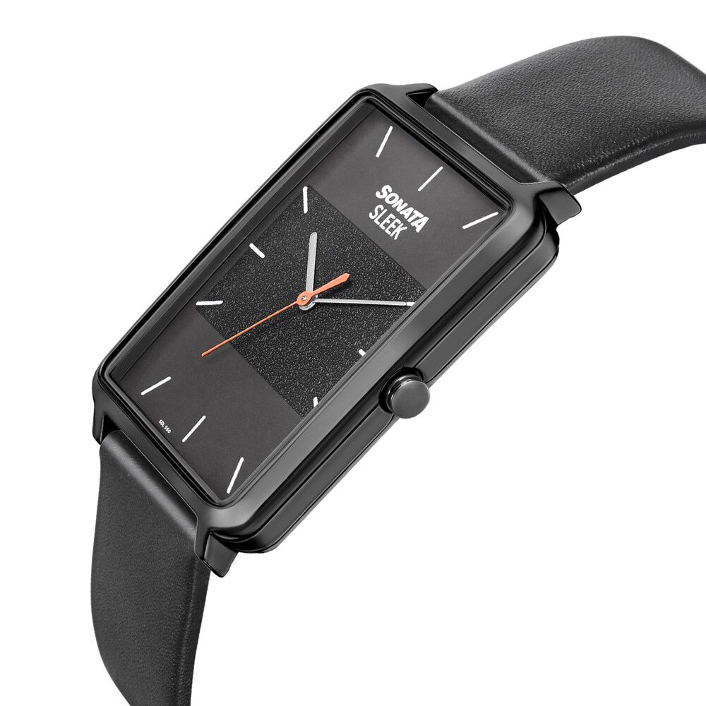 Men's digital watch with leather strap store