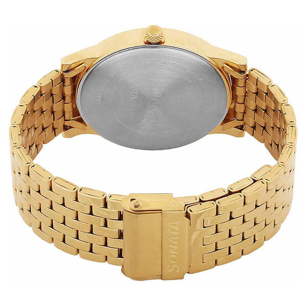 Sonata Quartz Analog with Day and Date Champagne Dial Stainless Steel Strap Watch for Men - image number 2