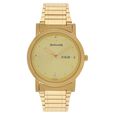 Sonata Quartz Analog with Day and Date Champagne Dial Leather Strap Watch for Men
