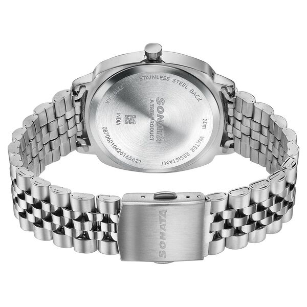 Sonata Vector Blue Textured Dial Silver-Tone Bracelet Watch for Men - image number 6