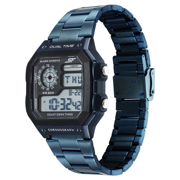 Sonata Hexa Digital Black Dial Blue Color Stainless Steel Strap Watch For Unisex - image number 2