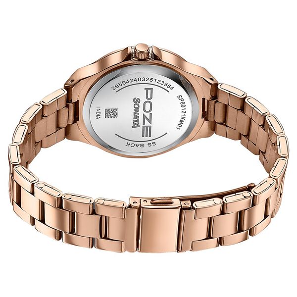 Sonata Poze Quartz Analog Pink Dial Rose Gold Colour Stainless Steel Strap Watch For Women - image number 6