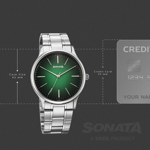 Sonata Aspire Quartz Analog Green Dial Stainless Steel Strap Watch For Men - image number 3