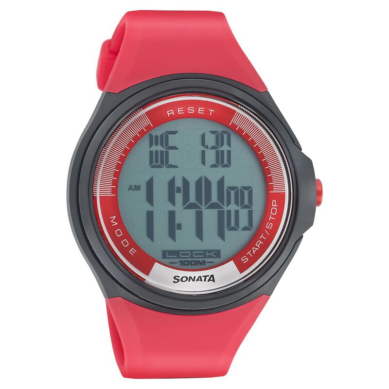 Sonata Digital Red Dial Strap Watch for Men - image number 0