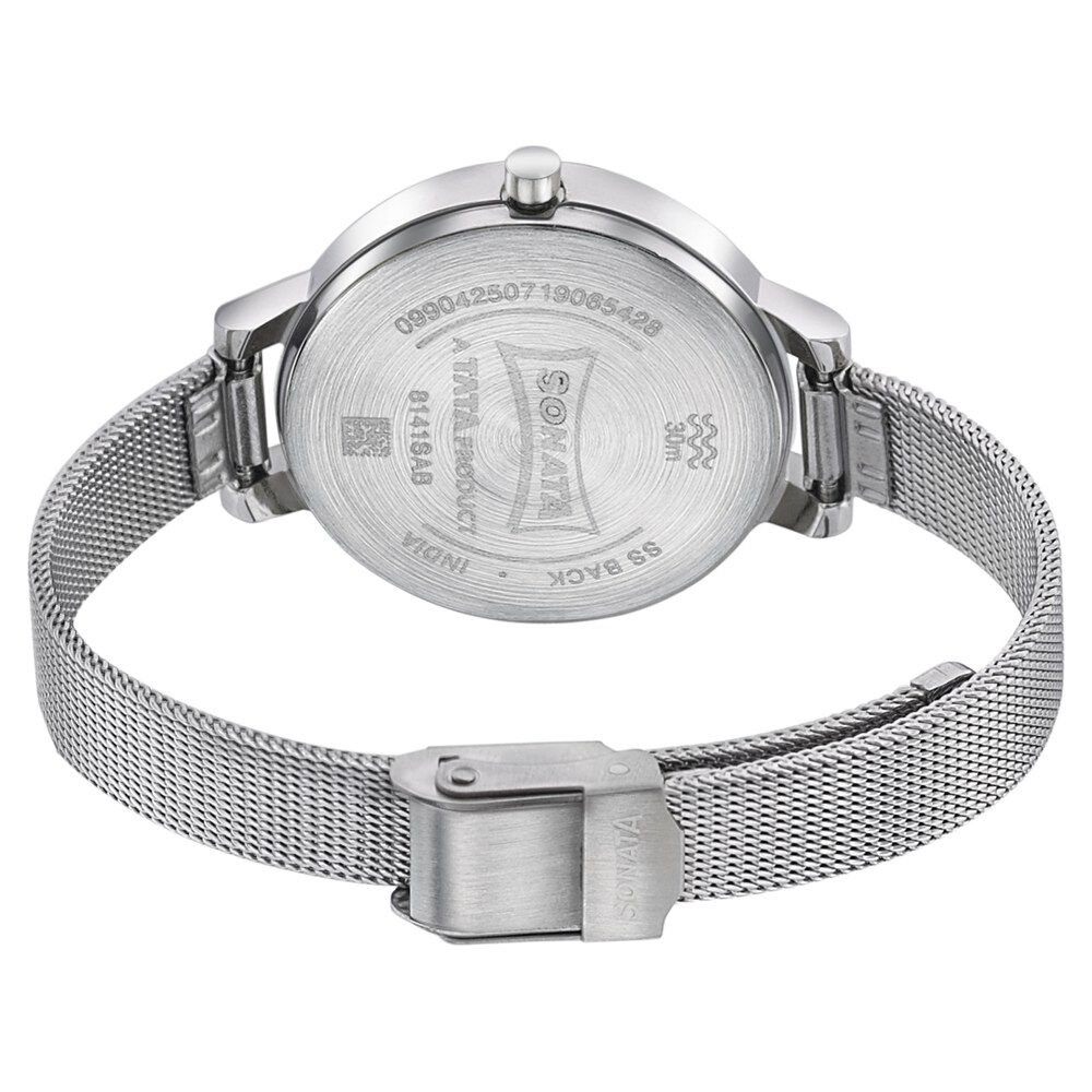 Sonata Silver Lining Red Dial Women Watch With Stainless Steel Strap