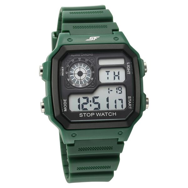 SF Digital Dial Green PU Strap Watch For Unisex - image number 0