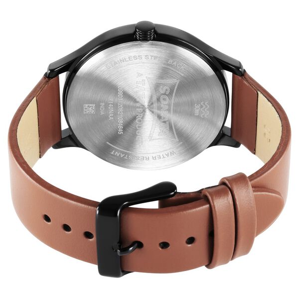 Sonata Force Quartz Multifunction Grey Dial Leather Strap Watch for Men - image number 3