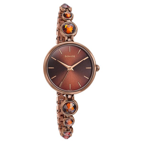 Sonata Aria Timeless Treasures Quartz Analog Brown Dial Bi Metal Strap Watch For Women - image number 1