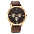 Sonata Quartz Multifunction Brown Dial Leather Strap Watch for Men - image number 0